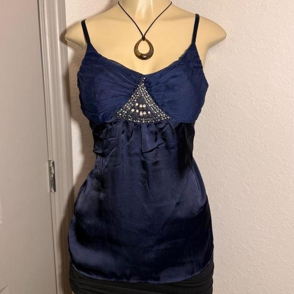 Stunning Y2K Wet Seal Navy blue beaded cami top